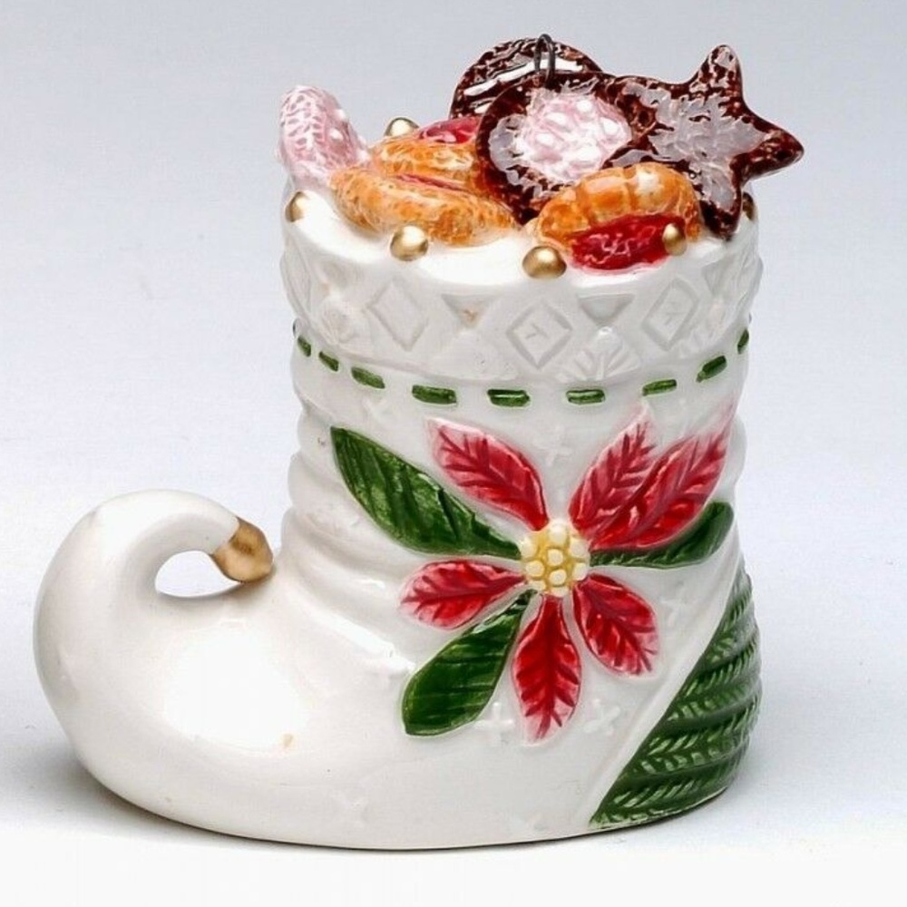 Poinsettia Boot Ornament by Cosmos
